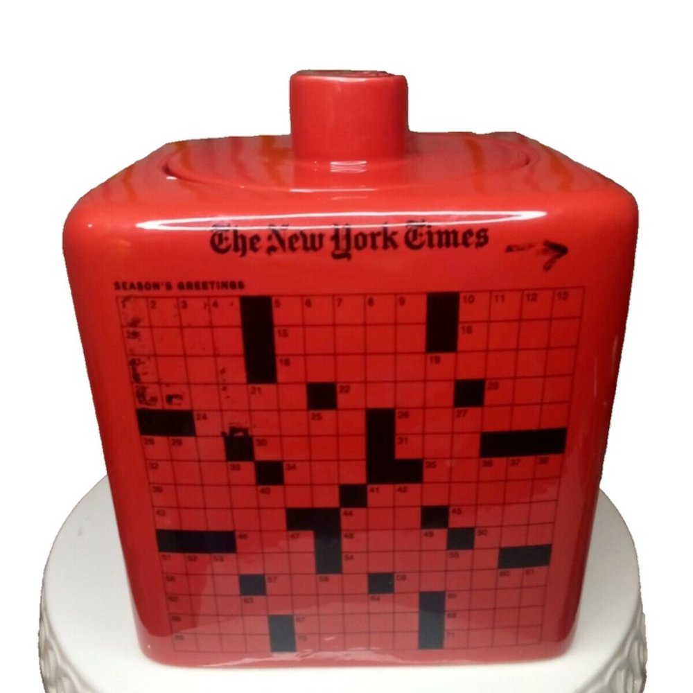 Limited Edition 2009 NY Times Crossword Puzzle Cookie Jar Red/Black Collectible
